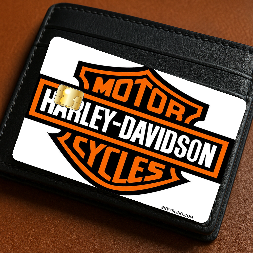 Harley Davidson Logo White-wallet-black-mock